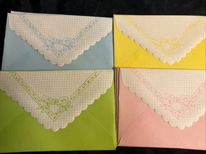 12 Decorative Pastel Envelopes Green Yellow Pink Blue  - Picture 1 of 6