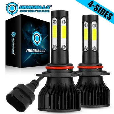 4 Sided 9006 LED Headlight Bulbs Low Beam 10000W 3600000LM 6000K Super Bright 2x - Image 1 of 4
