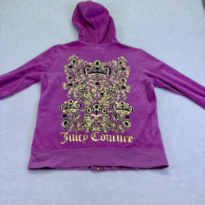 Vintage Y2K Juicy Couture Pink Velour Full Zip Hoodie Track Jacket Back Hit XL - Image 1 of 4
