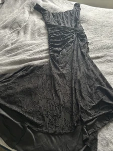 House of CB Black Corset Lace Effect Mermaid Dress Size L Used Good Condition - Picture 1 of 5