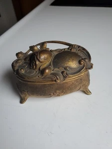 Antique Jennings Brothers Art Nouveau Jewelry Box Ornate Floral J.B. Casket - Picture 1 of 10