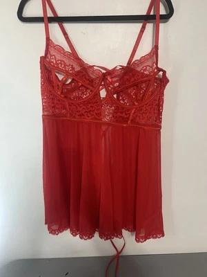Seven 'Til Midnight Red Lace and Ribbons Nighty Top And Bottom 3X/4x NWOT - Image 1 of 4