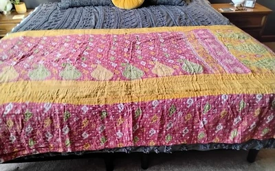 波西米亚嬉皮双面复古 Kantha 被子毯  — 第 1/4 张图片