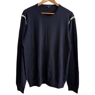 GUCCI Logo Embroidery Long Sleeve Crew Neck High Gauge Sweater XL Navy mens USED - Image 1 of 4