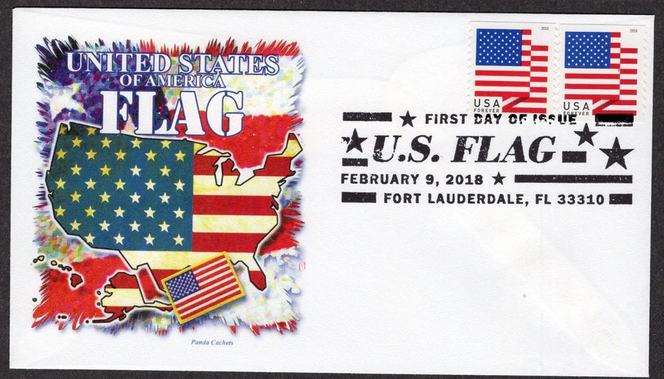 2018 USA Flag Coil (5260) Pair - Panda Cachets Pictorial (BWP) FDC TD933 - Image 1 of 1