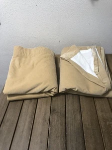 2 Pottery Barn Velvet Drapes Panels Cotton Blend Lined 50x96 Pole Top Wheat NWOT - Picture 1 of 15