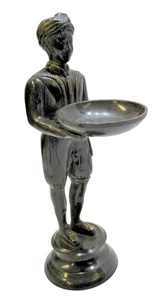 "Estatuilla de bronce de mayordomo personal de 10,5"" estatua de sirviente nubio Blackamoor con tazón" - Imagen 1 de 7