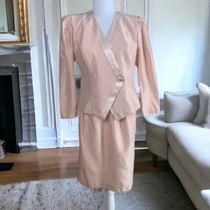 Vintage Patra Size 6 2-Piece Suit Blazer Jacket Skirt Set Pink Formal Dressy NEW - Picture 1 of 16