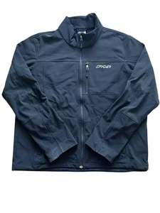 Spyder Jacket Mens XXL Black Softshell Full Zip Fleece Lined Outdoor Casual - Picture 1 of 12
