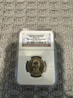 2010-P $1 US Presidential Dollar ~ 16th President Abraham Lincoln~ NGC graded BU - Image 1 of 4