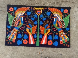 Vintage Tere Teresa Gonzalez Wandteppich Haken Teppich Vögel Baum Venezuela MCM - Bild 1 von 22