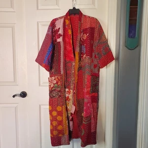 Chaqueta Kimono Patchwork Multicolor Gran Costura Detalle Bolsillos Khanta Mediana  - Imagen 1 de 9