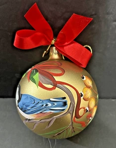 Rare Lenox Winter Greetings Nuthatch Glass Ball Ornament - Picture 1 of 6
