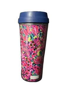 Lilly Pulitzer Travel Tumbler 16oz S Floral Gold Insulated Cup Coffee Tea - Picture 1 of 5