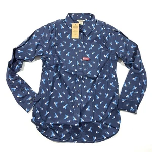 New Duluth Wrinklefighter Button Front Shirt Blue Bird Print Size XS - Picture 1 of 6