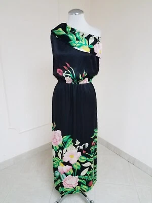 NWT $320. KITE AND BUTTERFLY WILD ROSE SILK RIO Maxi Dress BOHO Black Pink sz S  - Image 1 of 4