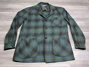 Vintage Pendleton Plaid Verde Lana Uomo Mackinaw Camicia Giacca Bottoni Taglia M - Foto 1 di 7