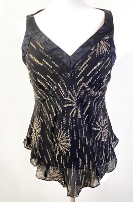 Top Alfani negro sin mangas con lentejuelas Starburts, talla 14P Foto 1 de 4
