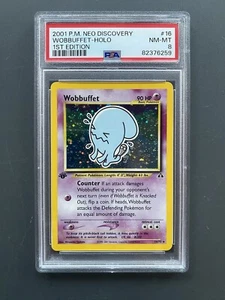 Pokémon TCG 1st Edition PSA 8 NM-MT Neo Discovery Wobbuffet Holo 16/75 - Picture 1 of 2