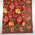 April Cornell Classic Florals Red Yellow Tablecloth 52x52 Square Bordered