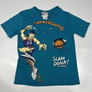 Vintage 90s Starting Line Sportoons Basketball T-Shirt Kids Toddlers 6-8 - READ - Picture 1 of 21