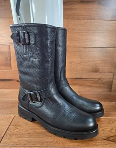 "Botas de Combate Medio FRYE ""Veronica"" Cuero Negro Forradas de Oveja TALLA 7.5 *COMO NUEVAS* - Imagen 1 de 12