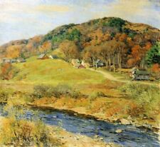 Oil painting November-Mist-1922-Willard-Leroy-Metcalf-oil-painting cottage brook