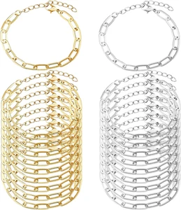20Pcs Chain Bracelets Kit Alloy Link with Lobster Clasps for Christmas DIY Women - Picture 1 of 12