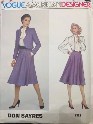 VOGUE AMERICAN DESIGNER DON SAYRES PATTERN 2372 SZ 10 JACKET,BLOUSE,SKIRT UNCUT - Image 1 of 2