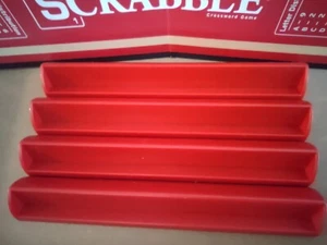 Scrabble Red Tile Racks Holders 2013 Set of 4 Hasbro Game Replacements Crafts - Picture 1 of 1