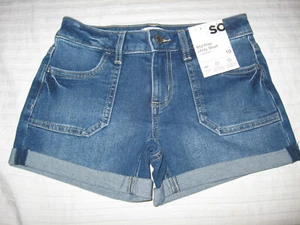 SO Girls Mid Rise Denim Utility Shorts ~ Youth Size 10 ~  NWT - Picture 1 of 5