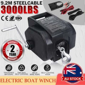 12V DC Electric Boat Winch Portable 3000LBS Trailer Winch Detachable Marine AU - Picture 1 of 12