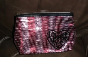 Victorias Secret red sequin wristlet bag cosmetic beauty case NEW makeup NWT - Picture 1 of 8