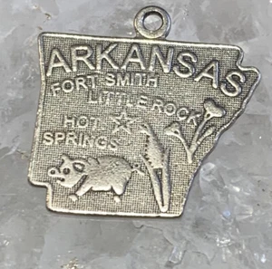 Sterling Silber Arkansas State Charm 1 Zoll - Bild 1 von 4