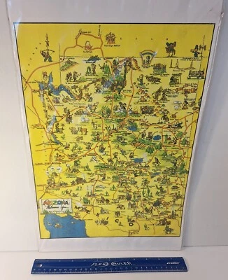 George M. Avey Arizona Welcomes You! 1940 Живописный мультфильм юмор туристическая карта - Изображение 1 из 4