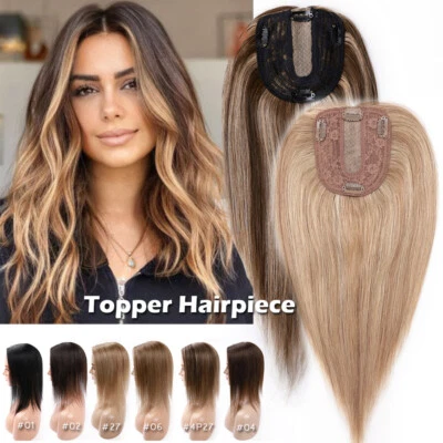 Extensiones de cabello humano indio Remy clip en toupee pieza superior base de seda 6-20 Foto 1 de 4