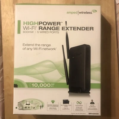 AMPED WIRELESS WIRELESS-N 600mW RANGE EXTENDER, MODEL SR10000 - Image 1 of 4