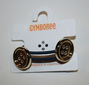 New Gymboree Girls Gold Metallic Button Pony Holder Two-Pack 2 Ponytails