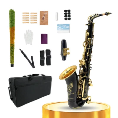 Saxophone Alto Eb Black Lacquer Sax Full Kit With Mouthpiece,Straps, Reeds - Image 1 of 4