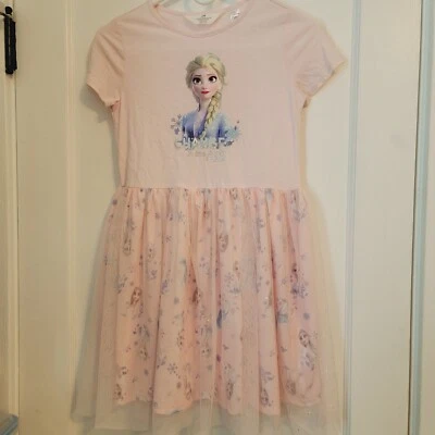 Disney H&M Girls Dress Elsa US 8/10 Pink - Image 1 of 4