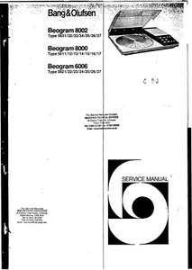 Service Manual-Anleitung Bang Olufsen Beogram 6006,8000,8002(5621-5627,5611-5617 - Picture 1 of 1
