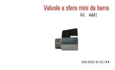 Valvola a sfera mini da barra MF con levetta in plastica nera - Immagine 1 di 4