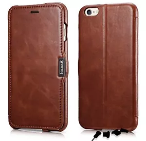 NEU iCarer iPhone 6s Plus/6 Plus Vintage Leder Notebook Magnet Typ Etui Braun - Bild 1 von 9