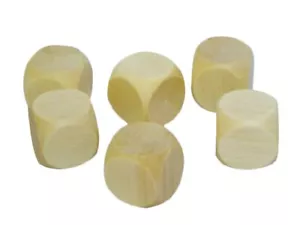 5x Wooden Plain Dice Dices Cube Cubes Blank Plain Unpainted Wood Six Sided 30 mm - Picture 1 of 4