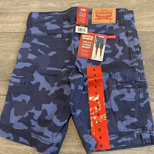 Levi Strauss & Co. Youth Cargo Short, Size 6 Blue Camo, New - Picture 1 of 11