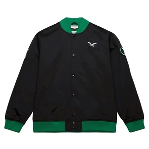 Giacca di raso leggera Philadelphia Eagles Mitchell & Ness Black Heritage - Foto 1 di 5
