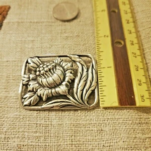 Antique Bar pin Repousse' ~ Sterling Silver - Picture 1 of 4