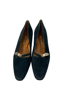 Zapatos de gamuza azul marino con hebilla RALPH LAUREN vintage genuinos para mujer 7 B Foto 1 de 4
