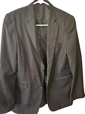 Chaps Boys Blazer Slacks Suit Size 18 R  Black w/ Gray Pinstripes 100% Polyester - Image 1 of 4