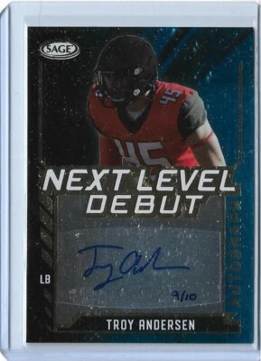 Troy Andersen 2022 SAGE Next Level Debut Gold Auto RC 9/10 Montana State Falcons - Image 1 of 2